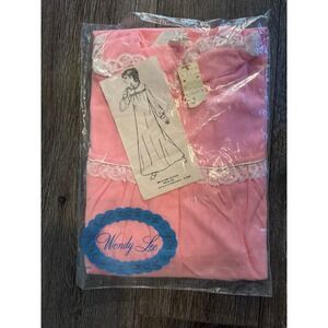 Vintage Wendy Lee Pink Nightgown Medium New in Package Lace Trim 70s NOS